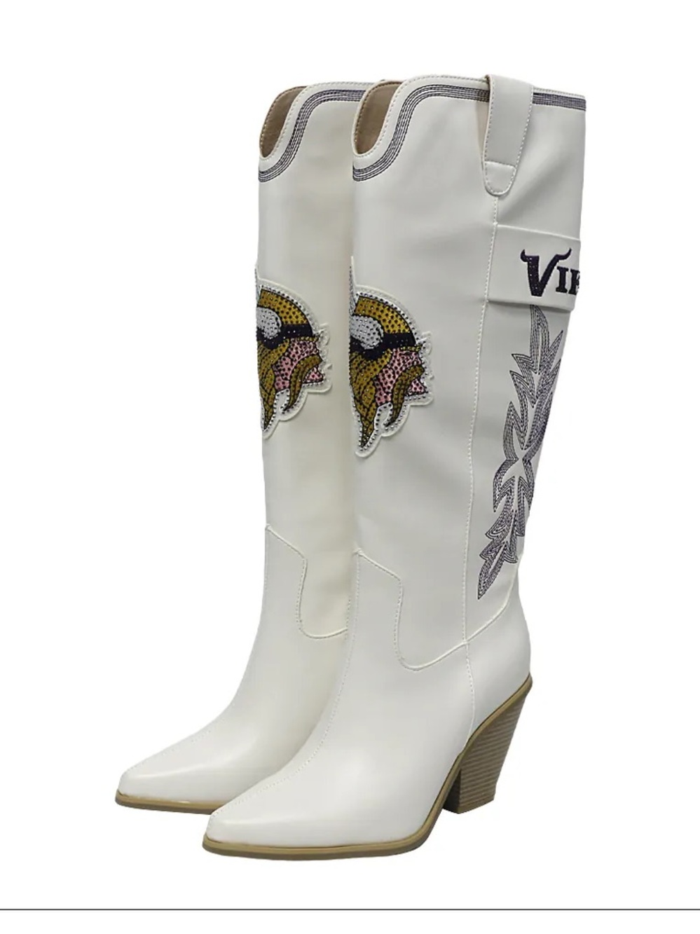 White Minnesota Vikings Sparkle Boots LIKE NEW